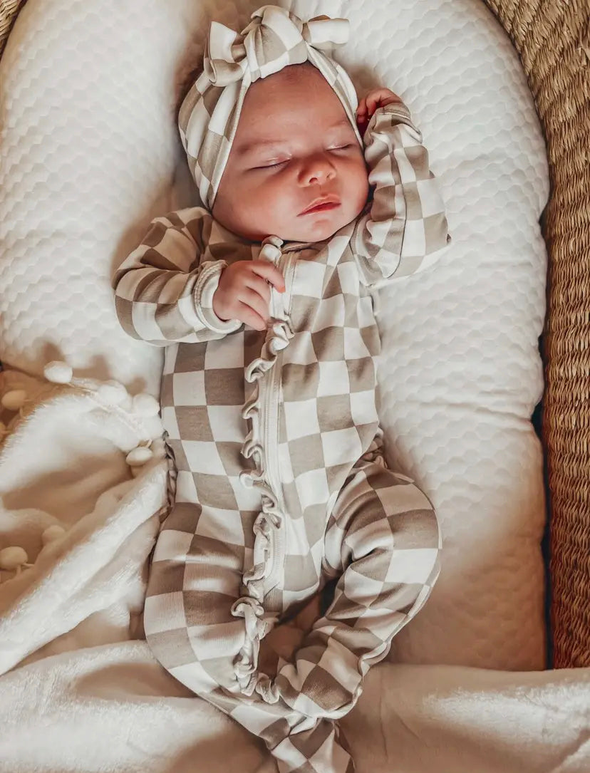 Tiramisu Checkerboard Frill Onesie