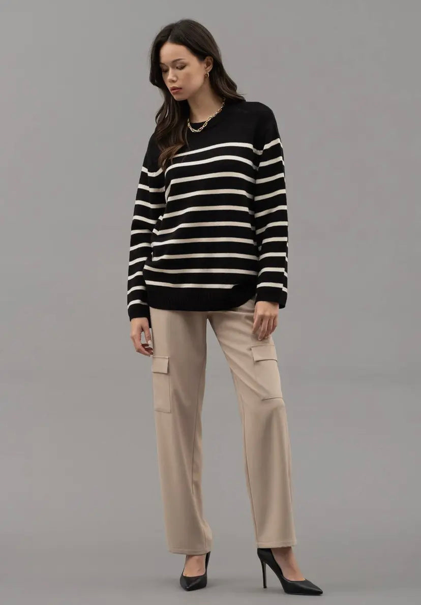 Avery Drop Shoulder Striped Knit