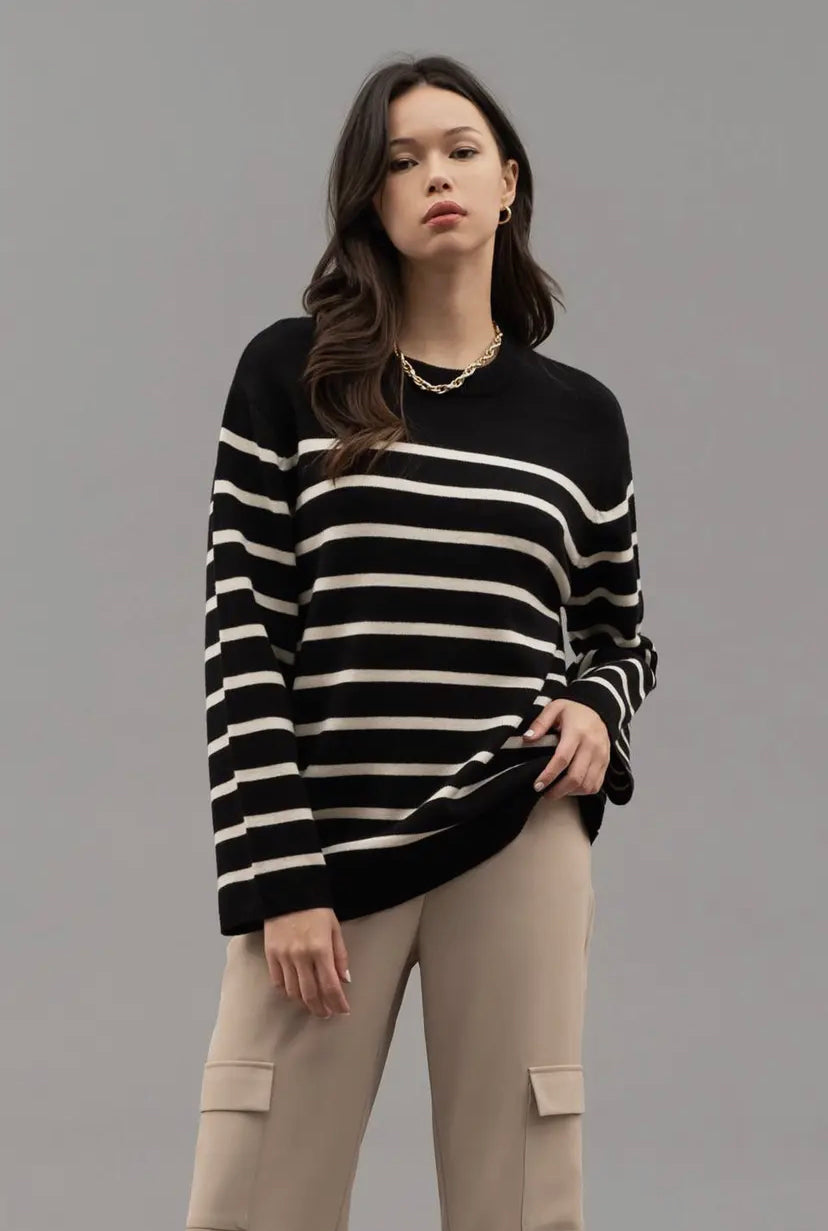 Avery Drop Shoulder Striped Knit