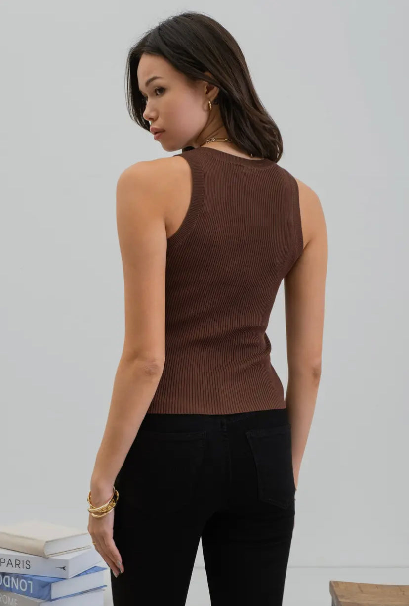 Lena Round Neck Ribbed Tank