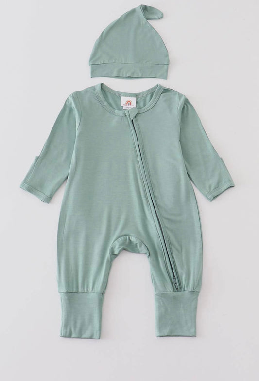 Bamboo Zipper Onesie -Teal