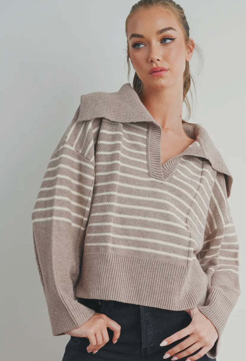 Mazie V-Neck Striped Sweater