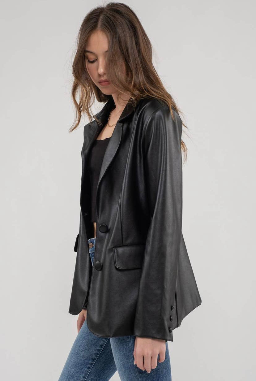 Chateau Faux Leather Blazer