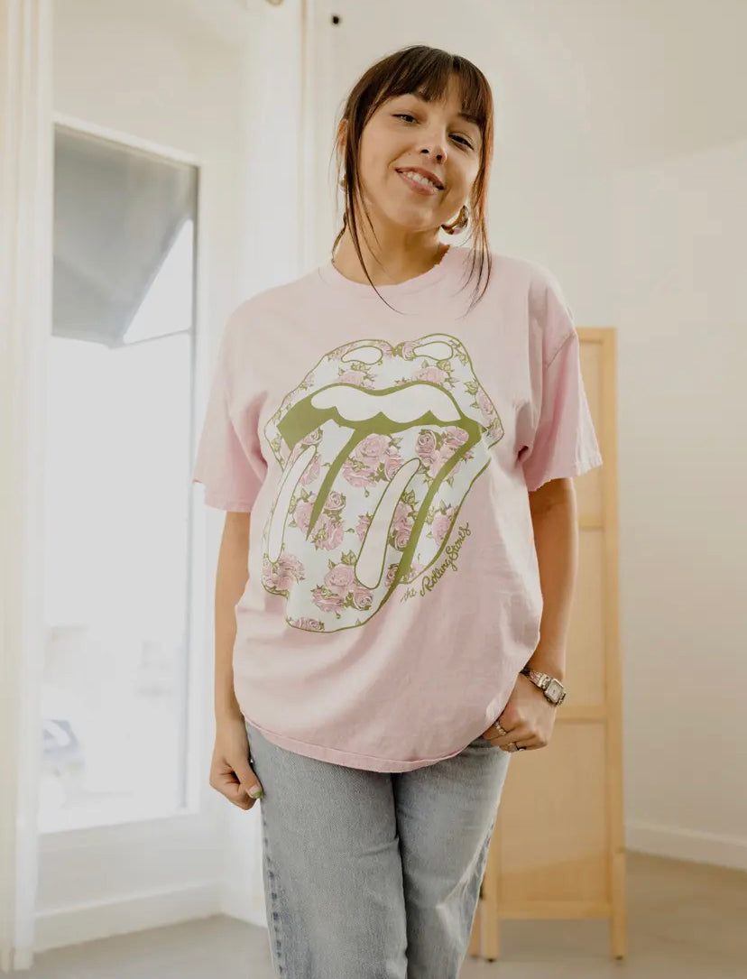 Rolling Stones Floral Thrifted Graphic Tee