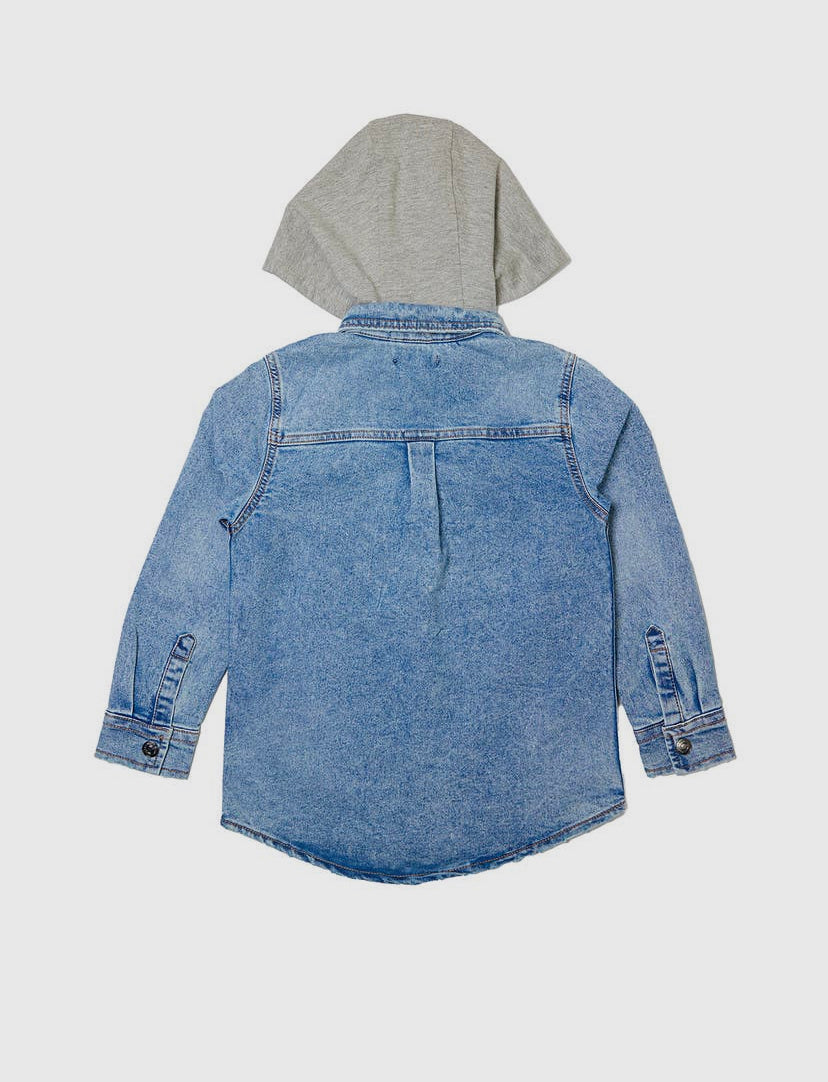 Billie Denim Shacket with Removable Hood