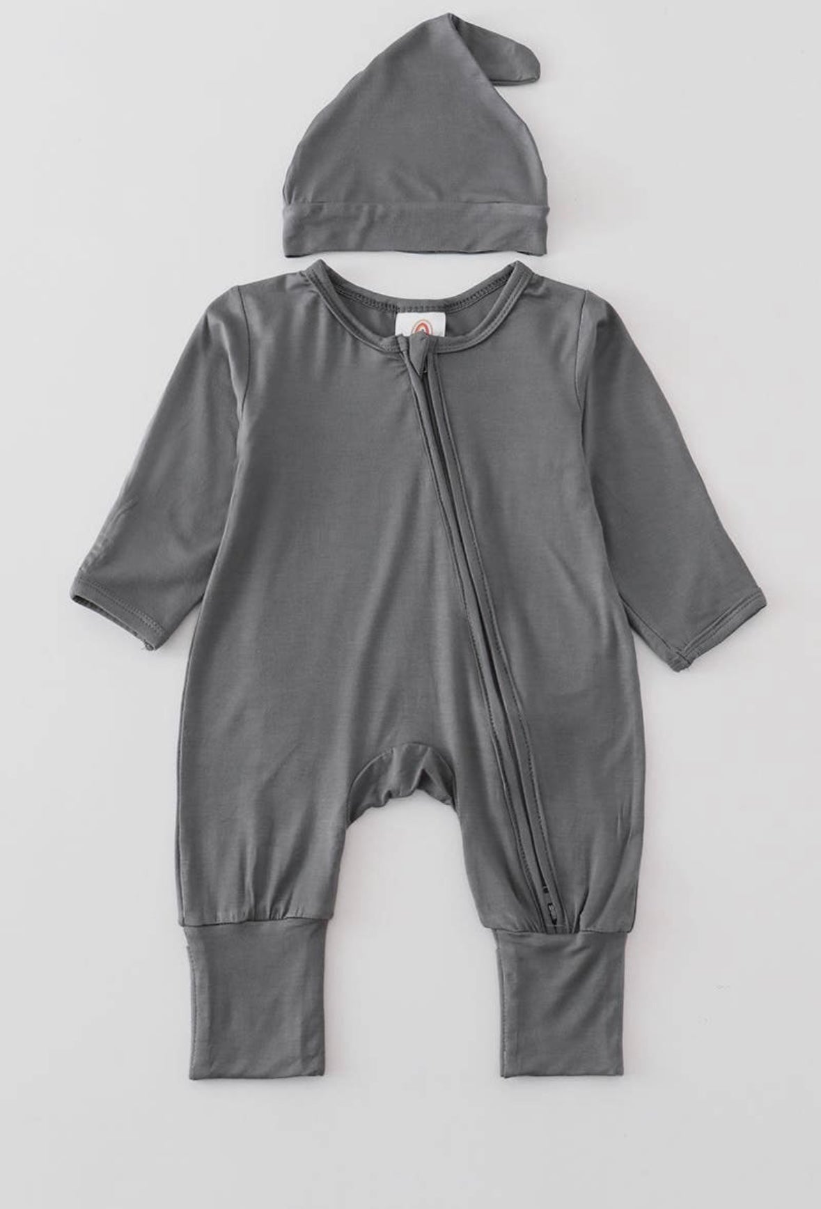 Bamboo Zipper Onesie -Charcoal