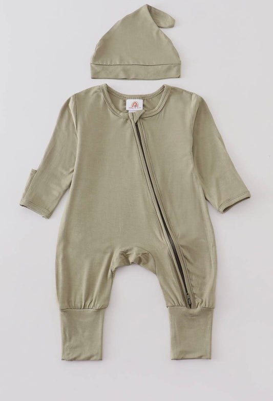 Bamboo Zipper Onesie | Sage