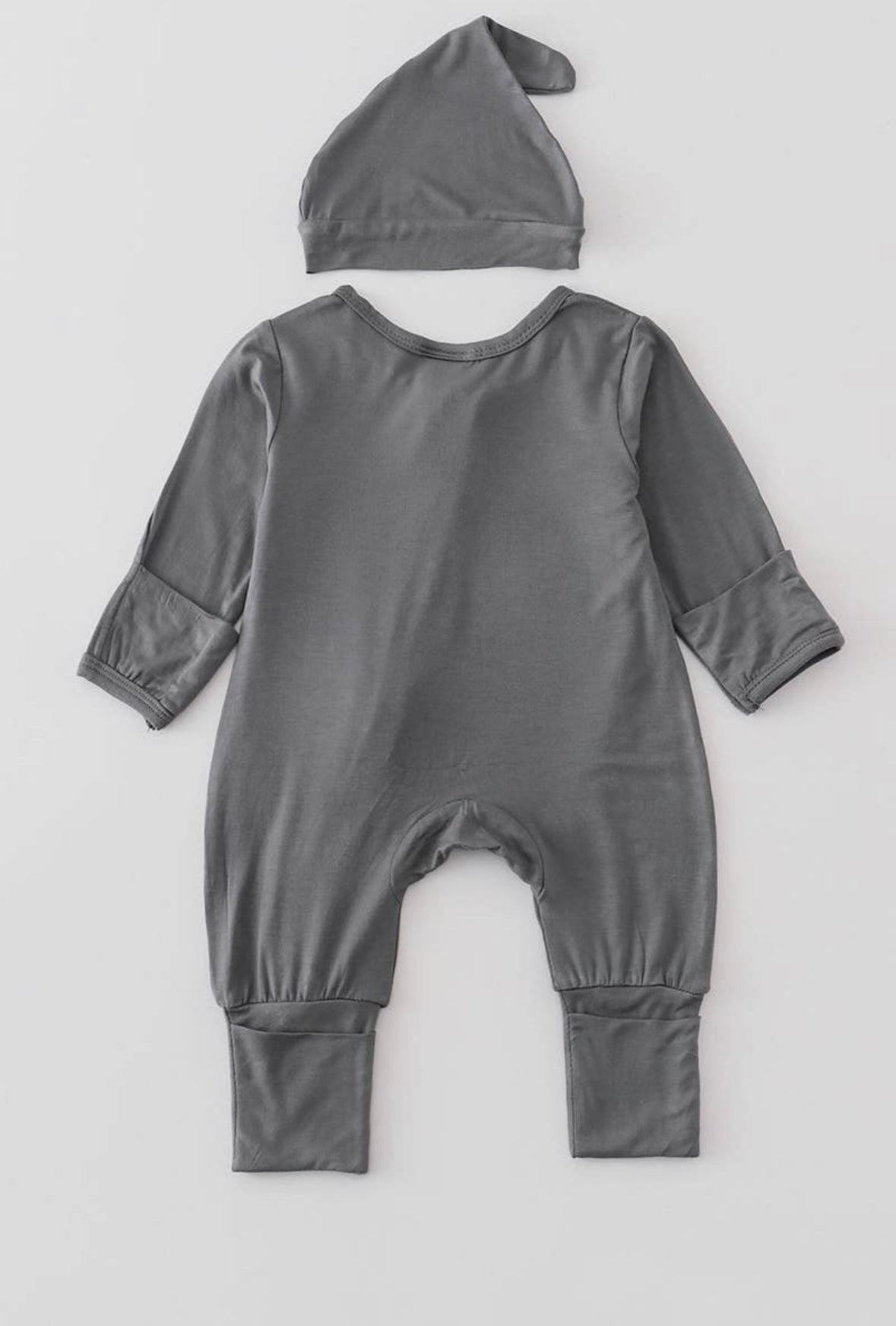 Bamboo Zipper Onesie -Charcoal