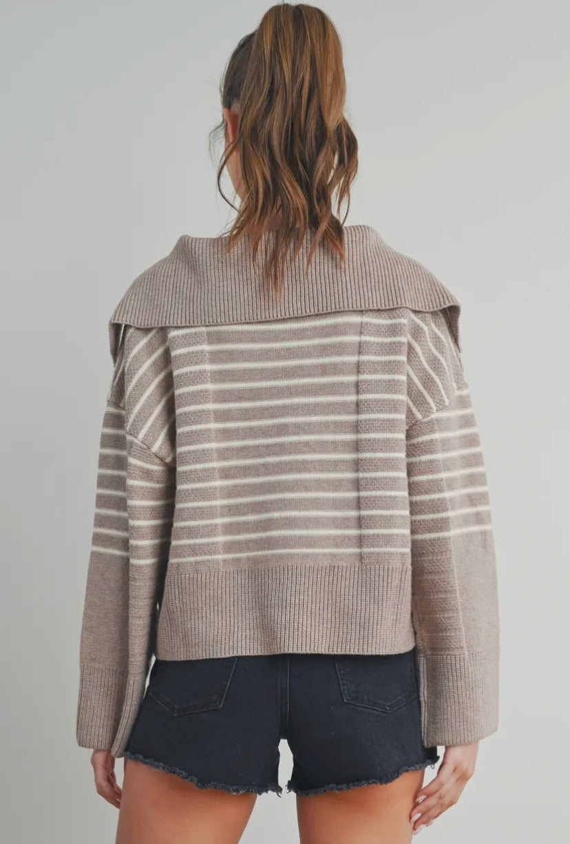 Mazie V-Neck Striped Sweater