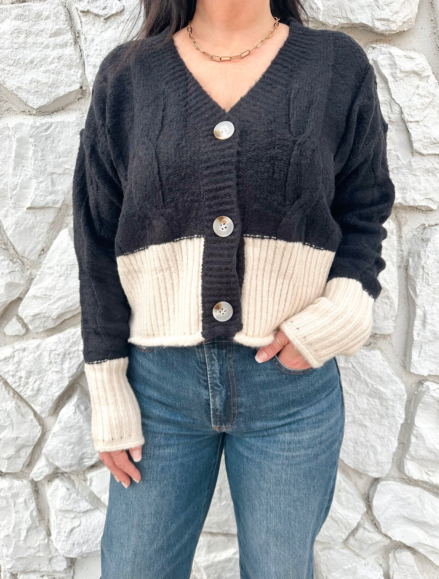 Cable Colourblock Cardi