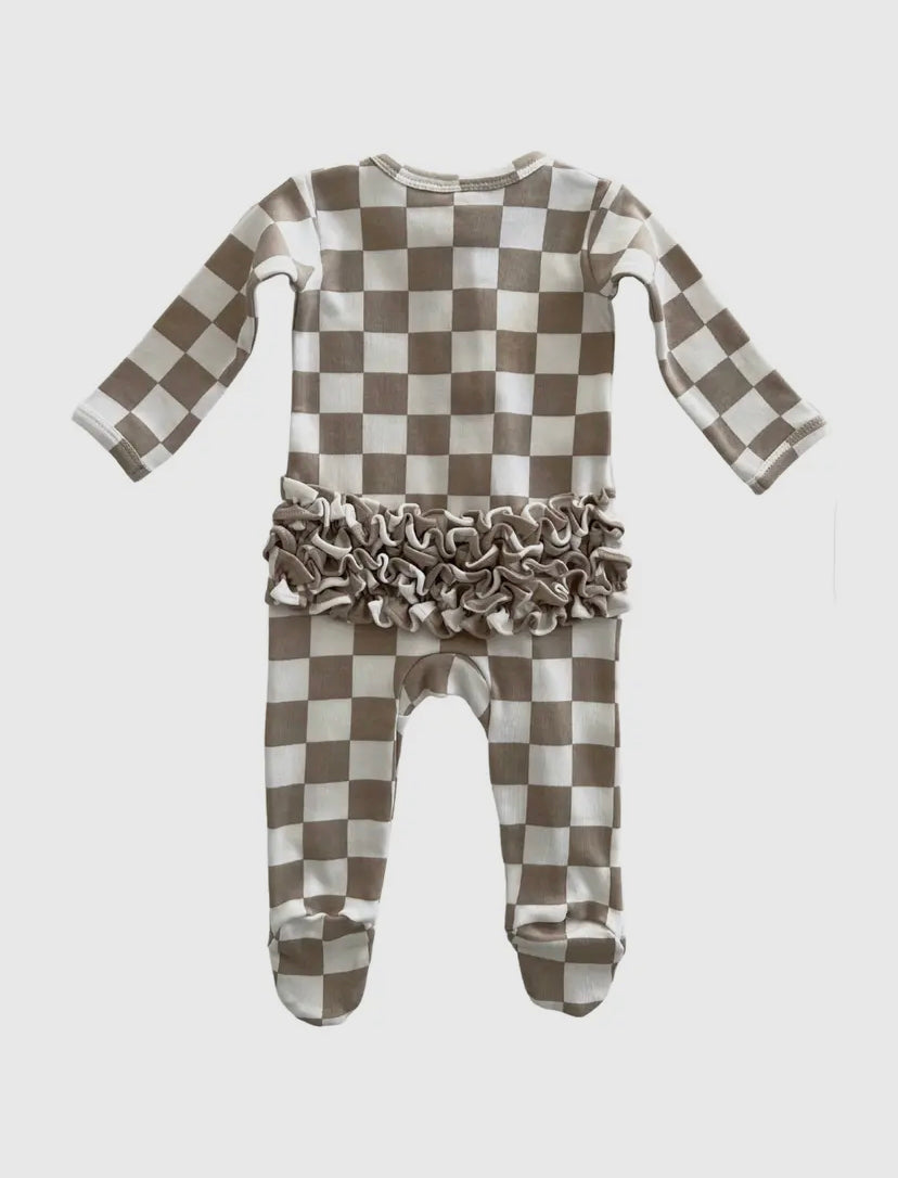 Tiramisu Checkerboard Frill Onesie