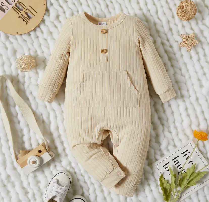 Ribbed Front Pocket Onesie -2 Colour Options