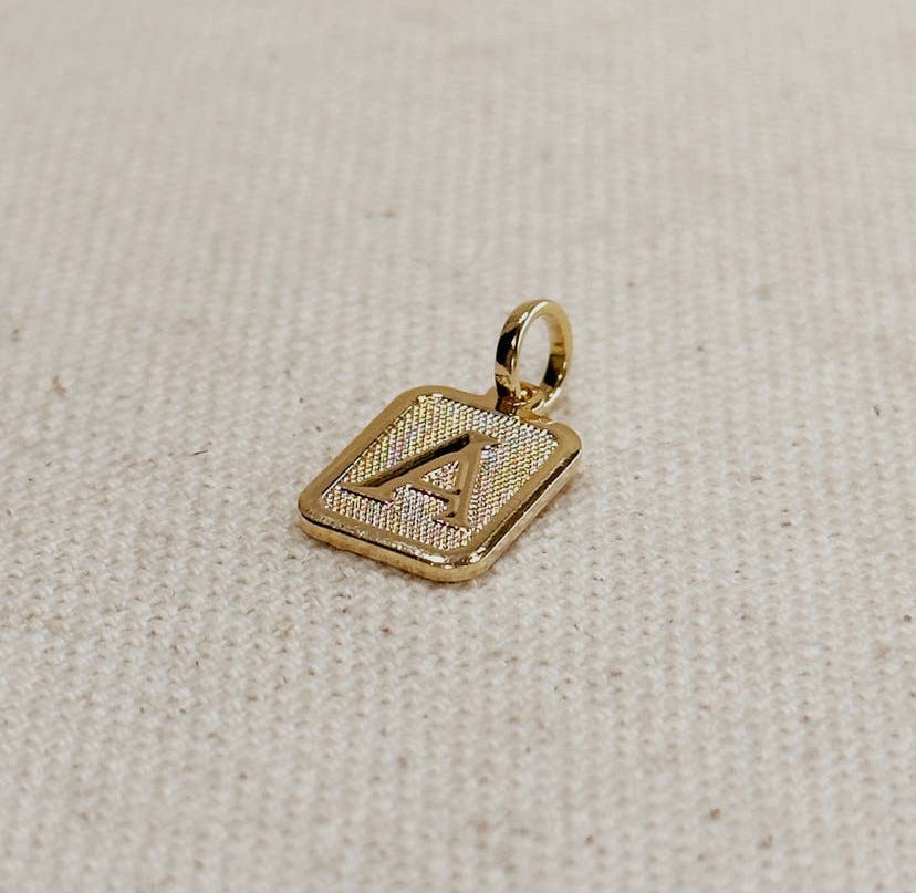 18K Gold Filled Textured Initial Plate Pendant