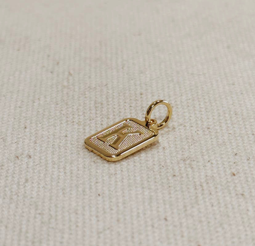 18K Gold Filled Textured Initial Plate Pendant