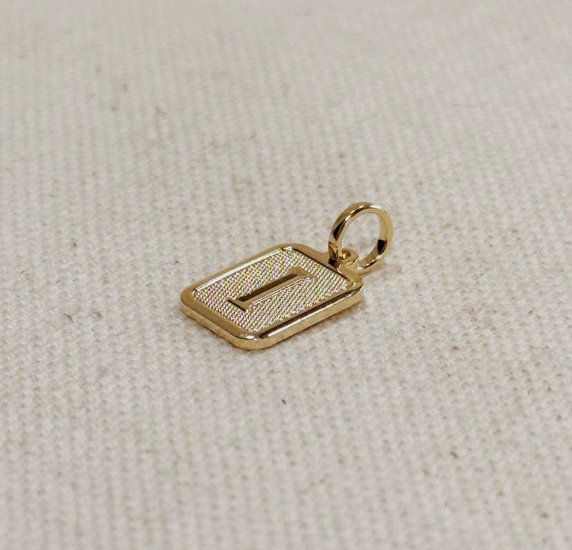 18K Gold Filled Textured Initial Plate Pendant