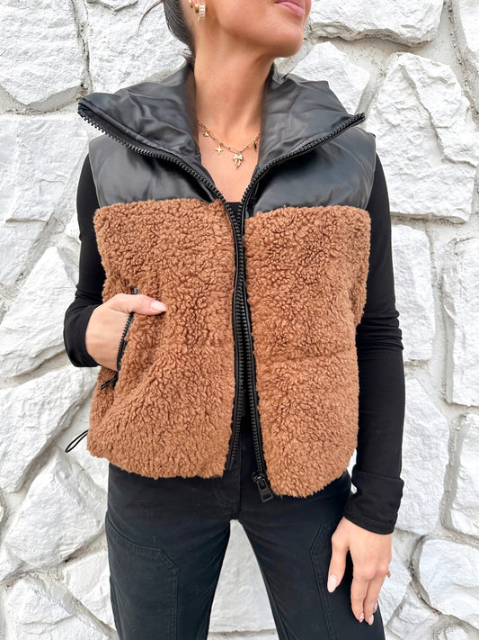 Staten Sherpa Puffer Vest | Toast