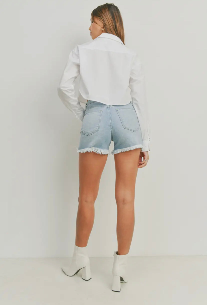 Kylie High Rise Short Light Blue Wash