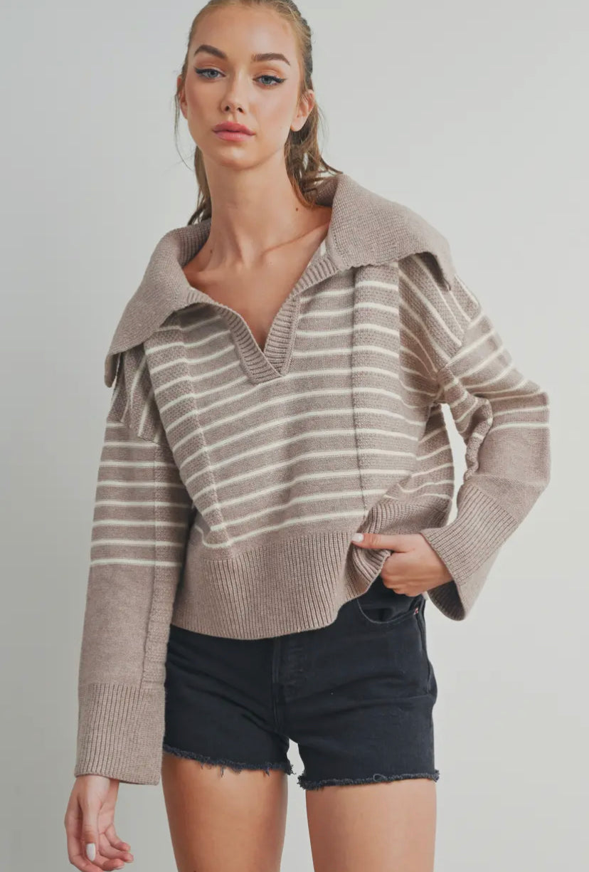 Mazie V-Neck Striped Sweater