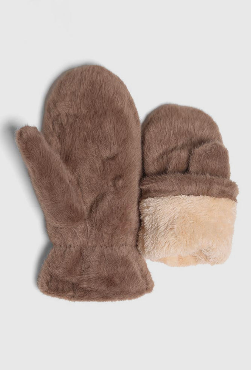 Solid Faux Fur Mittens | 4 Colour Options