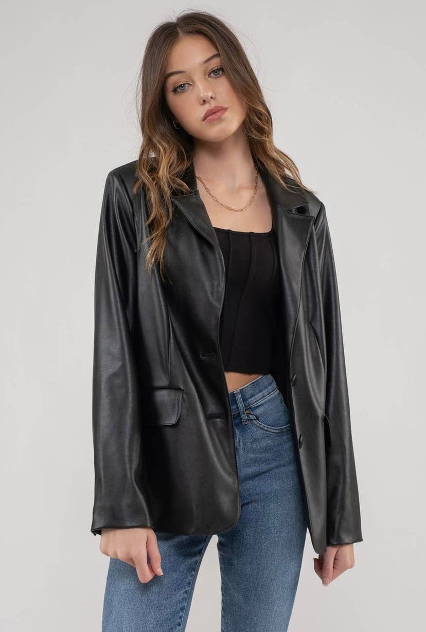 Chateau Faux Leather Blazer