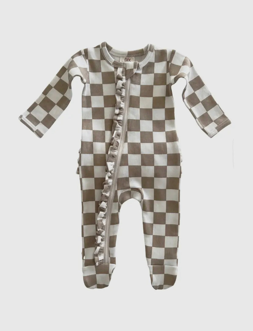 Tiramisu Checkerboard Frill Onesie