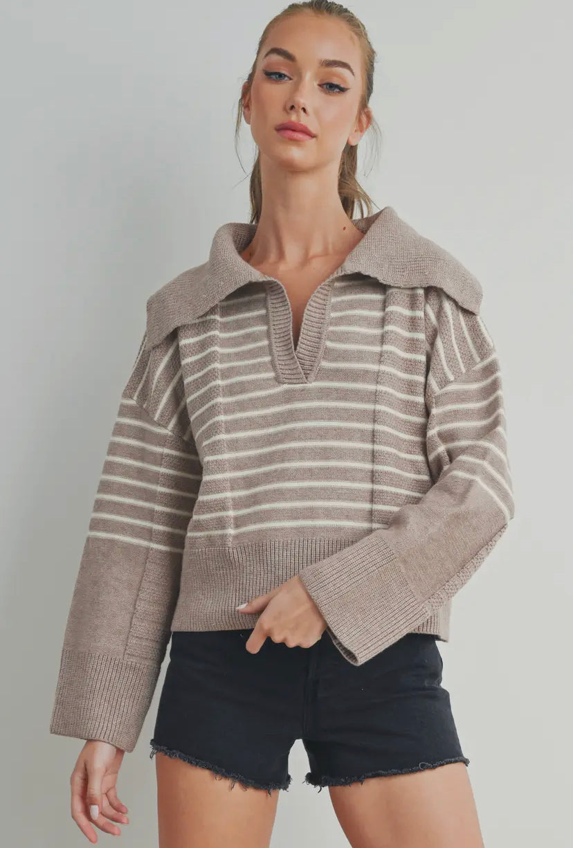 Mazie V-Neck Striped Sweater