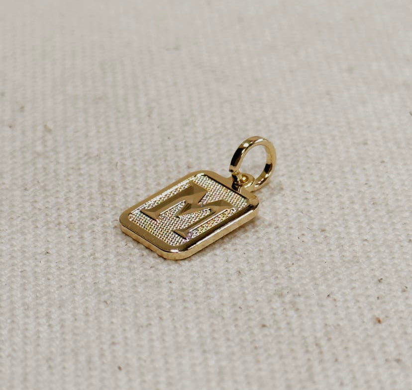 18K Gold Filled Textured Initial Plate Pendant