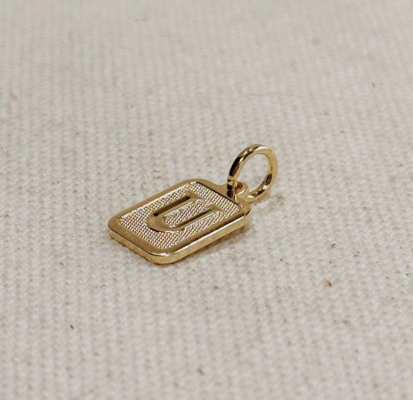 18K Gold Filled Textured Initial Plate Pendant