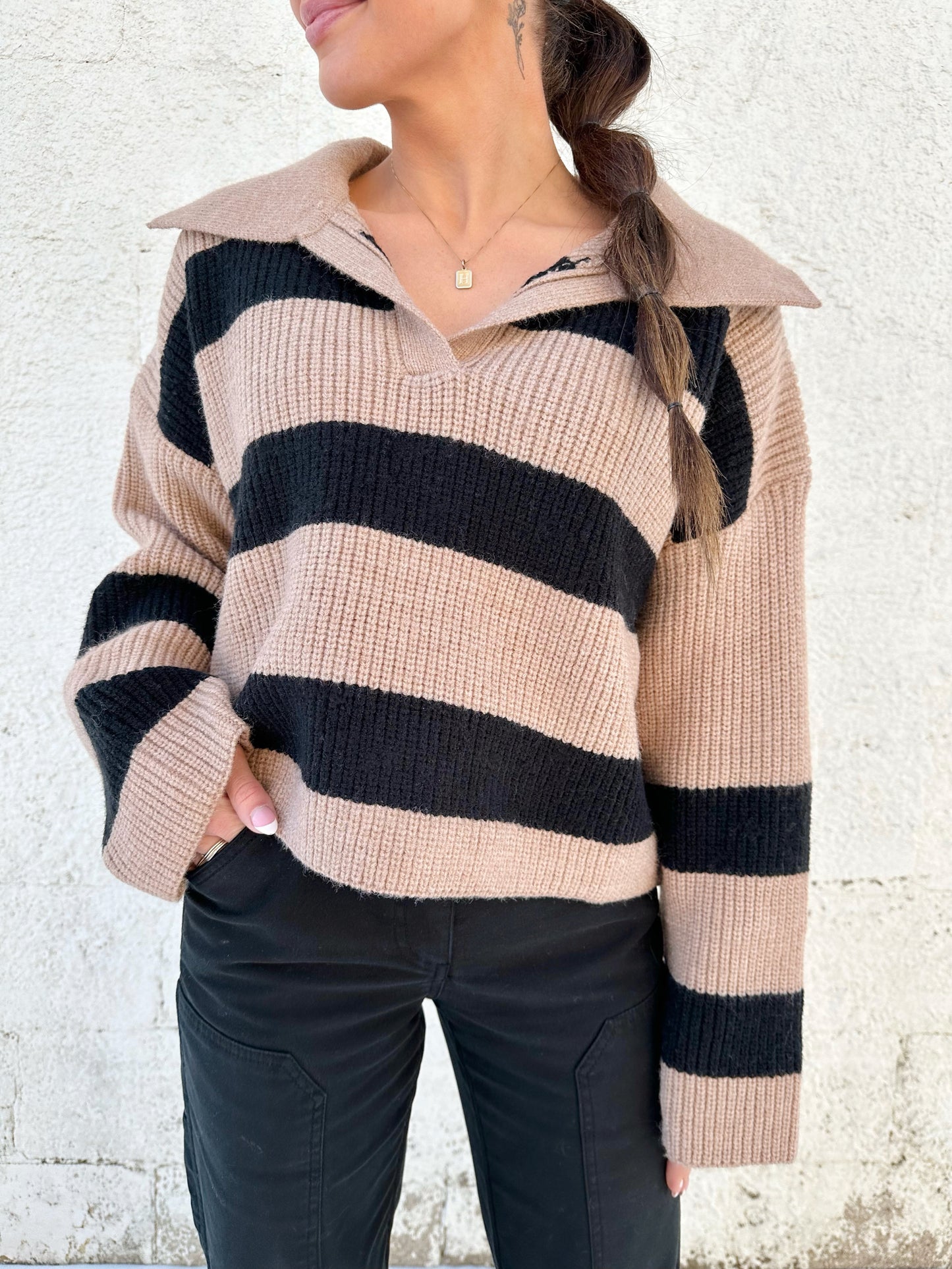 Bridget Collared Striped Knit