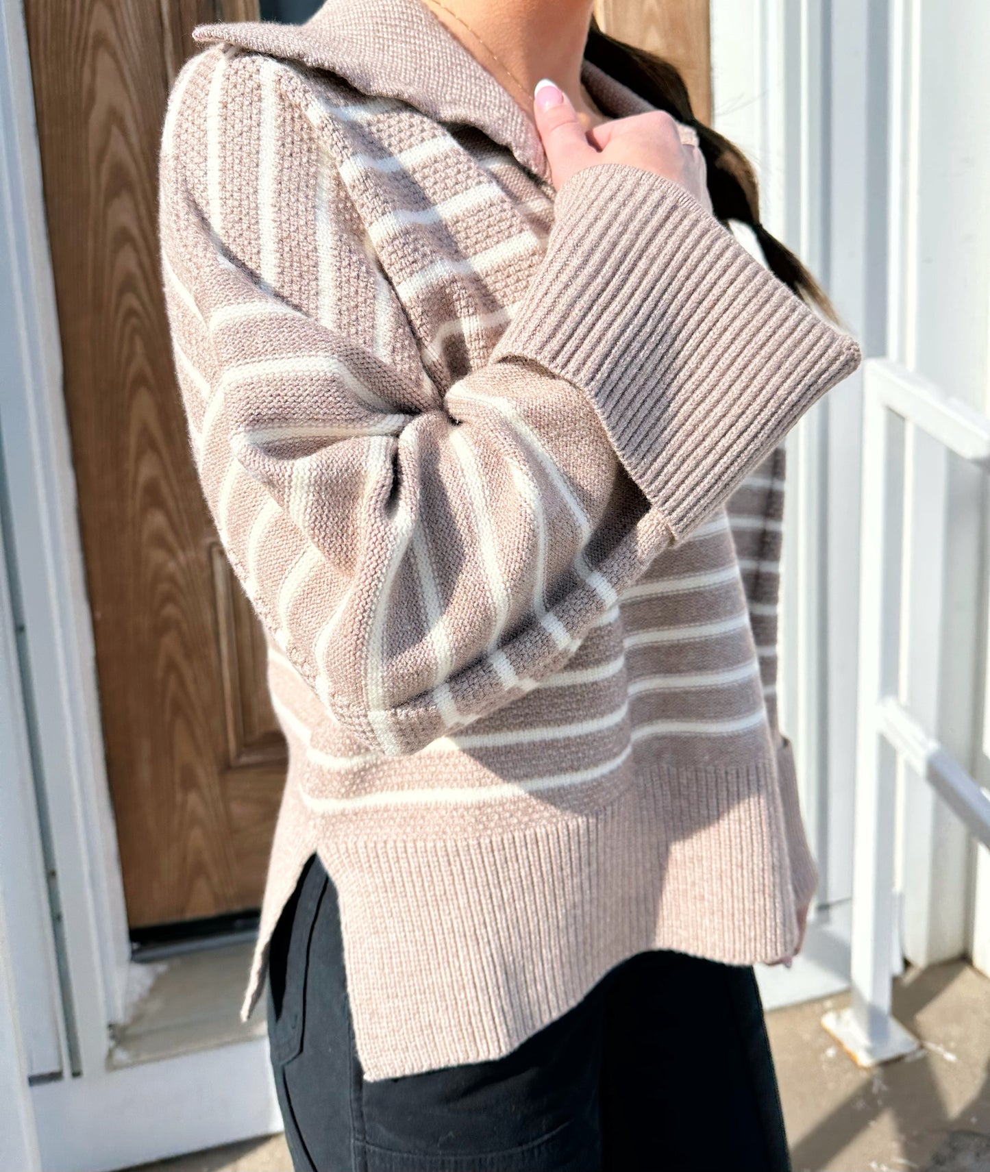 Mazie V-Neck Striped Sweater