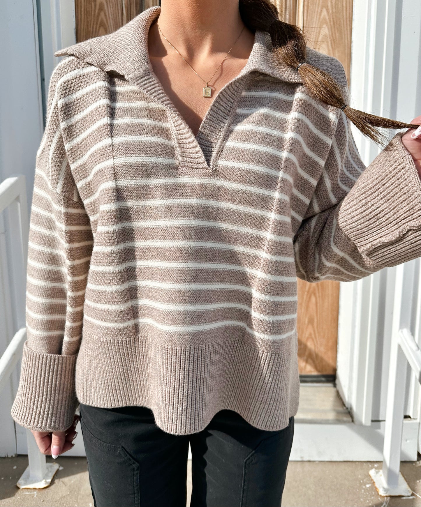 Mazie V-Neck Striped Sweater