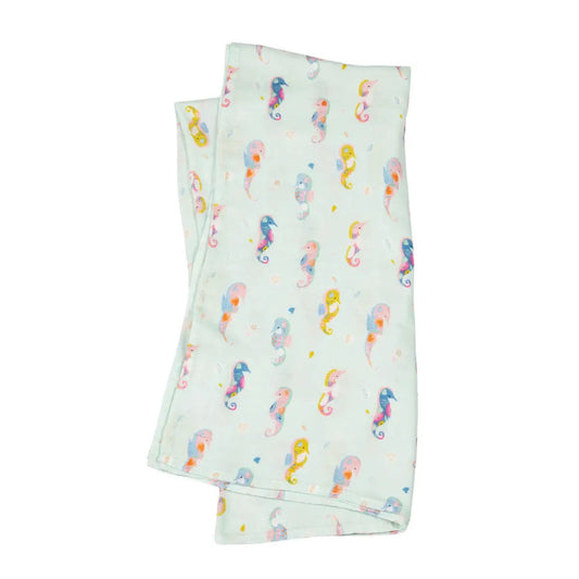 LOULOU LOLLIPOP | Muslin Swaddle | Painterly Seahorse