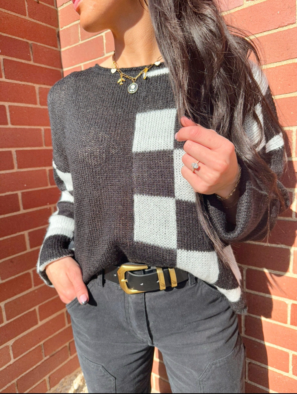 Tucker Checkered Colourblock Sweater