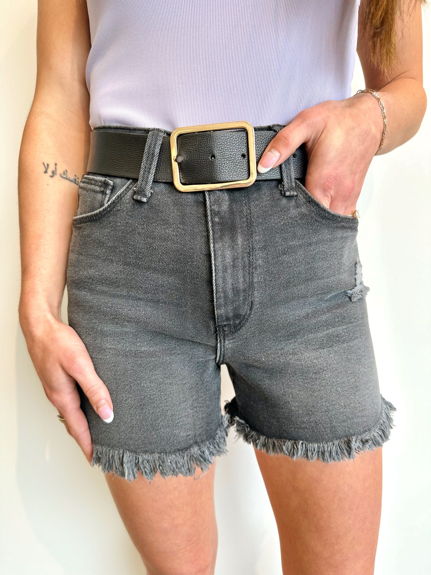 Kylie High Rise Short Black Wash