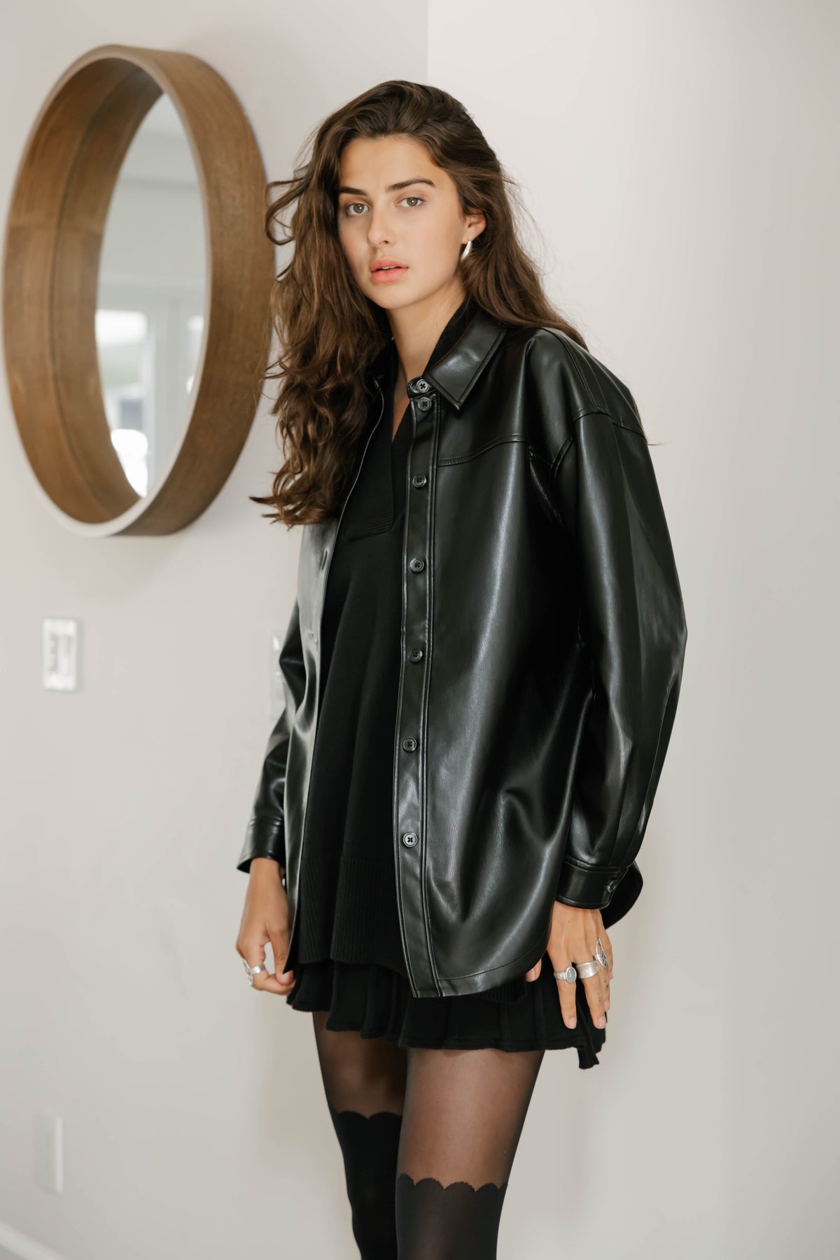 Smash + Tess | Alicia Leather Shirt | Black