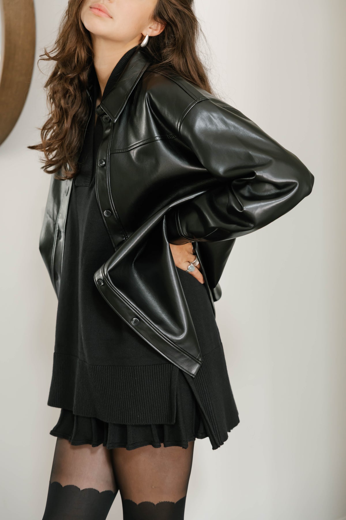 Smash + Tess | Alicia Leather Shirt | Black