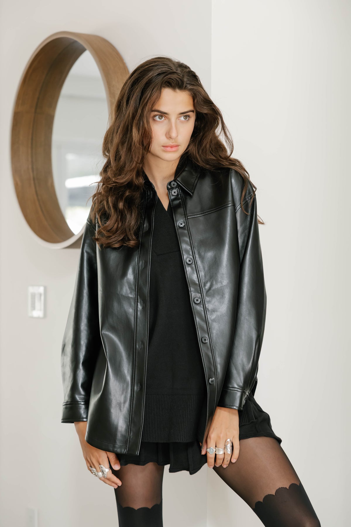 Smash + Tess | Alicia Leather Shirt | Black