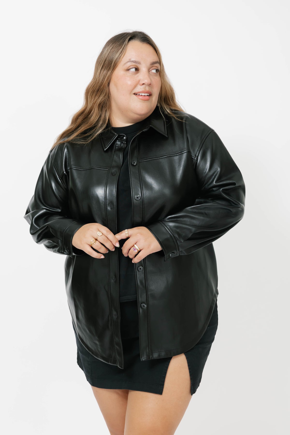 Smash + Tess | Alicia Leather Shirt | Black