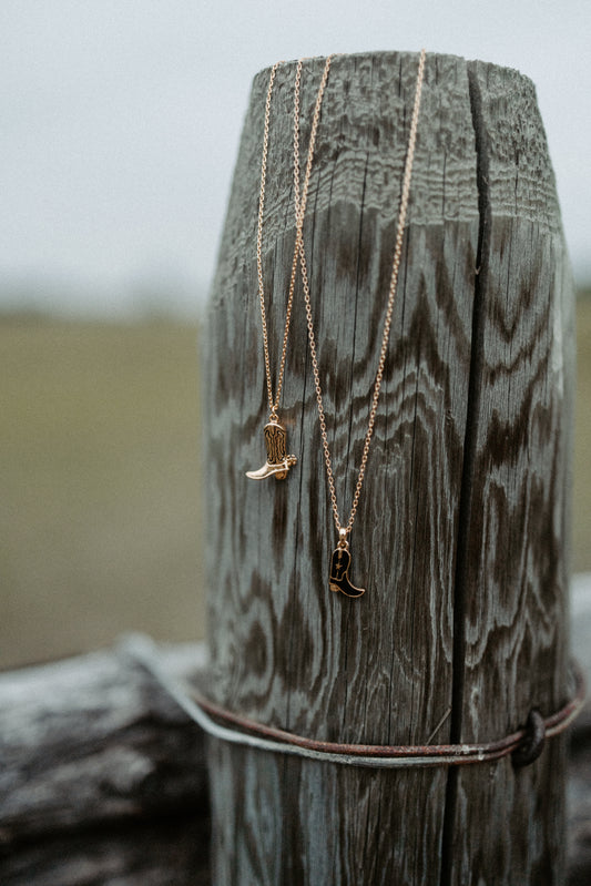 Fields Of Gold Cowboy Boot Necklace