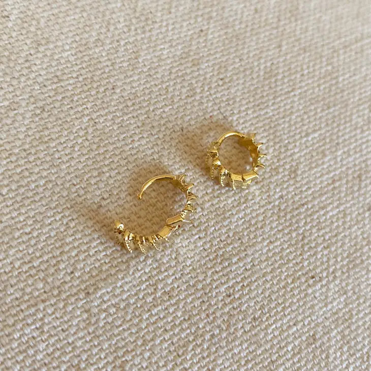 18K Gold Filled Rugged Petite Clicker Hoop Earrings