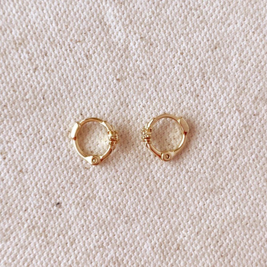 18K Gold Filled Starburst Mini Clicker Hoop Earrings