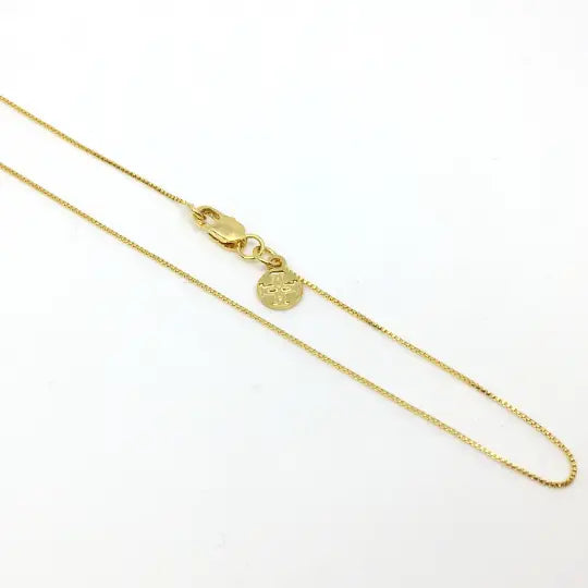 18K Gold Filled Box Chain Very Thin 0.5mm Necklace