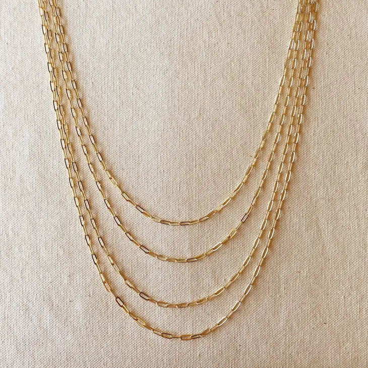 18K Gold Filled Short Link Paperclip Chain 18" *single chain