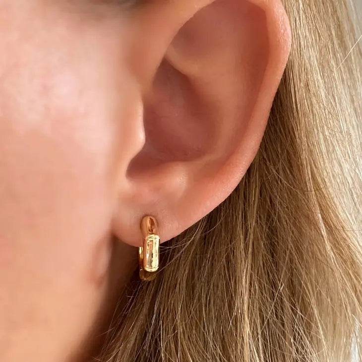 18K Gold Filled Bamboo Clicker Hoop Earrings