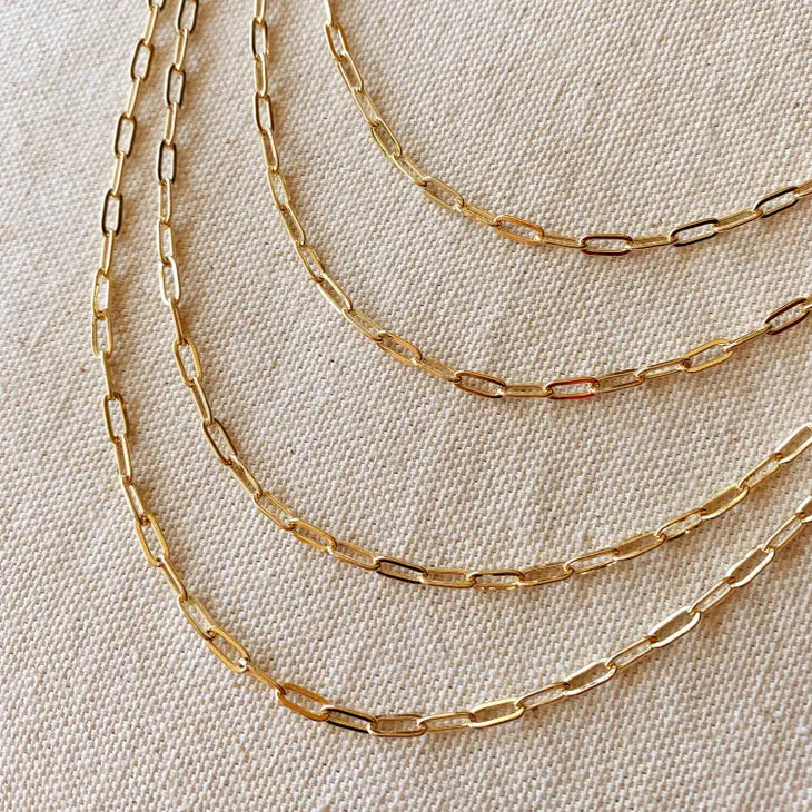 18K Gold Filled Short Link Paperclip Chain 18" *single chain