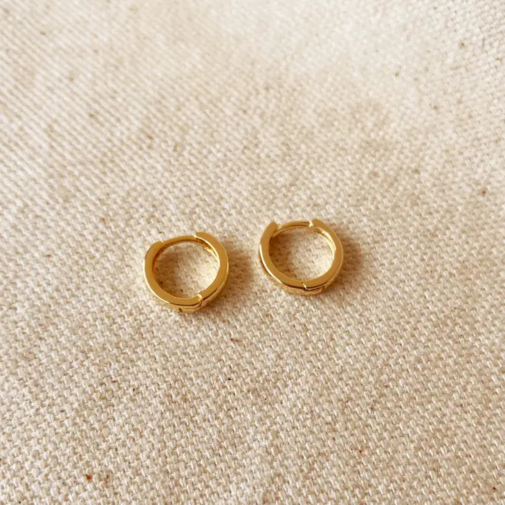 18K Gold Filled Plain 11mm Clicker Hoop Earrings