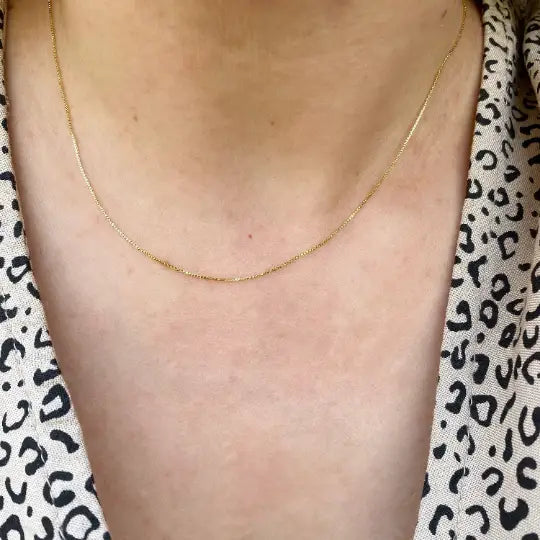 18K Gold Filled Box Chain Very Thin 0.5mm Necklace