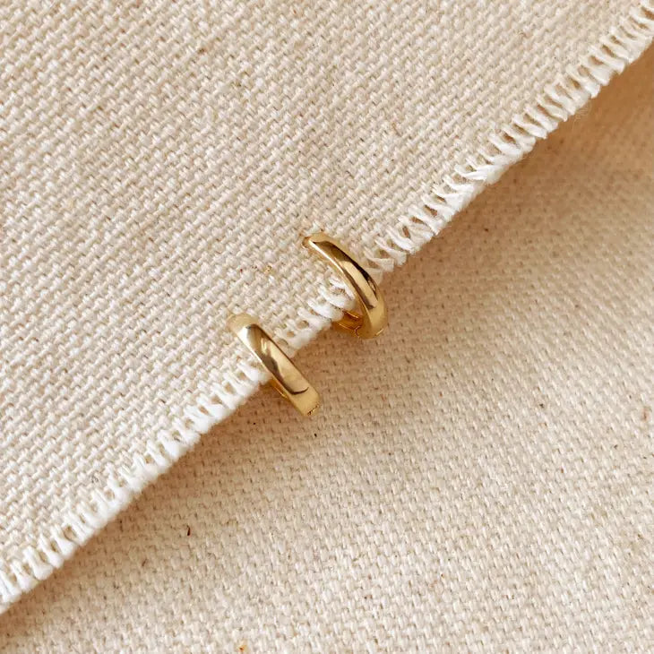 18K Gold Filled Plain 11mm Clicker Hoop Earrings