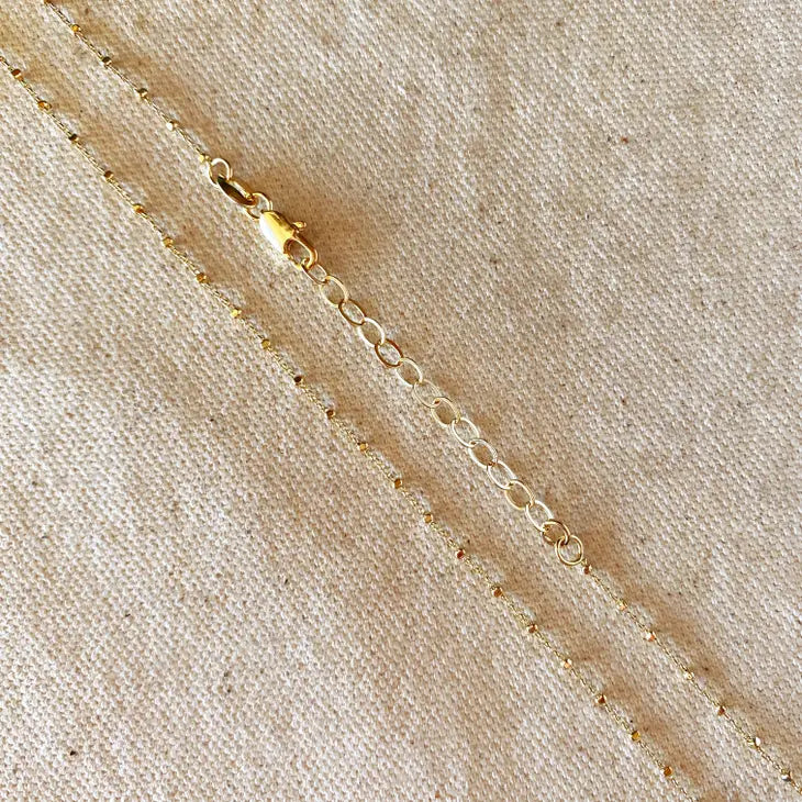 18K Gold Filled 1mm Spaced Beaded Chain 16"