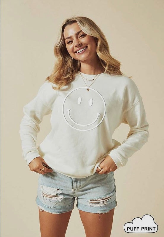 Smiley Face Print Sweatshirt